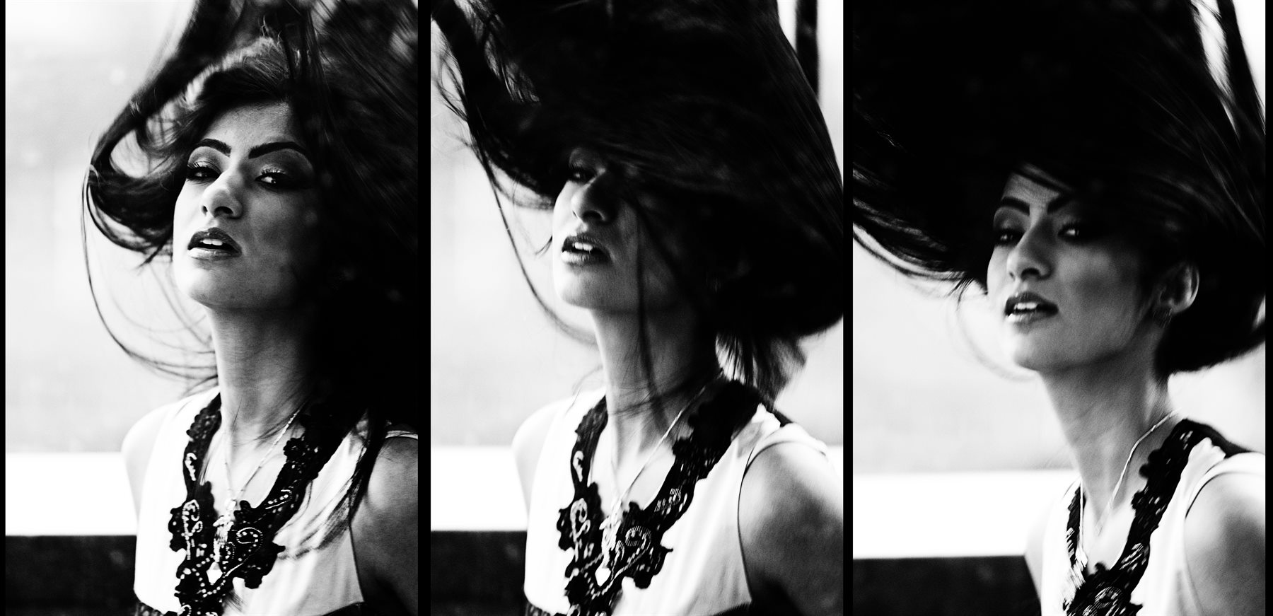 Black and white fashion triptych by Peter Szafel